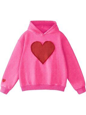 Heart Patch Couples Hoodie for Women | Heavyweight Valentine's Day Sweatshirt